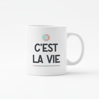 Minimalistische Quote Mok “C’est La Vie” | Stijlvolle Koffiemok met Franse Tekst | 330 ml