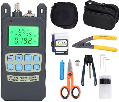 Dailygoods- Glasvezel Gereedschapsset 15-delig - Optische Vermogensmeter - Glasvezelstripper - Vezelmes - Miller Klem - Inclusief opbergtassen - Fiber Optic Tool Kit
