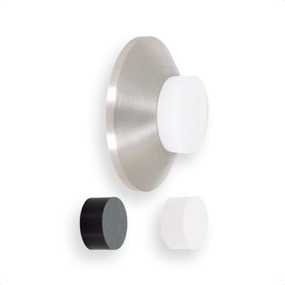Deurstopper voor Muurmontage - RVS met Wit en Zwart Rubber - 45 x 17 mm