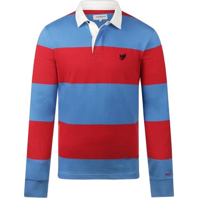McGregor Rugbyshirt Streep Blauw Rood - Maat M - Heren - Rugby Poloshirts