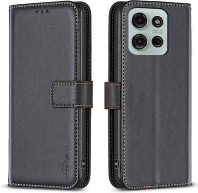 BINFEN Hoesje - Geschikt voor Motorola Moto G75 Hoesje - BINFEN Color Book Case - Zwart