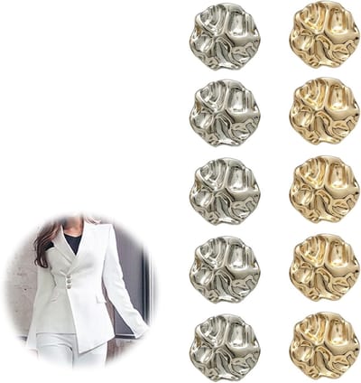 10 Pcs Mooie Gouden en Zilveren Shank Knoppen, Zinc Alloy, Irreguliere Vorm, 23mm Mode Knopen voor Cardigans, Jassen en Creatieve DIY Projecten