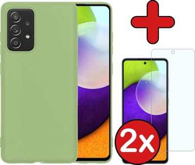 Hoesje - Met 2x Screenprotector - Geschikt voor Samsung Galaxy A52 - Sterk & Shockproof - Telefoon Hoes - Back Cover - Siliconen Case - Telefoonhoes - Groen