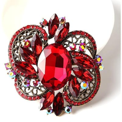 High-End Verfijnd Mode Creatieve Persoonlijkheid Kristal Glas Broche Corsage Dames Kleding Accessoires red