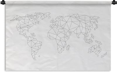 Wandkleed Eigen Wereldkaarten - Wereldkaart van lijnen Wandkleed katoen 120x80 cm - Wandtapijt met foto