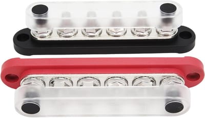2 Stuks Batterij Bus Bar 6X5/16in M8 150A 6 Kanaals Stroomverdeling Blok Met Cover Voor Voertuig Zonnesystemen 12V-48V