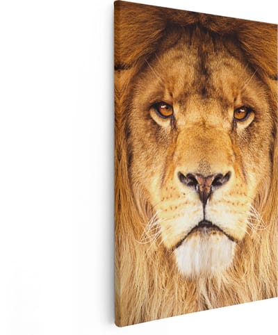 Artaza Canvas Schilderij Leeuw - 80x120 cm - Groot - Wanddecoratie Dierenkop - Muurdecoratie Dieren - Schilderijen Op Canvas