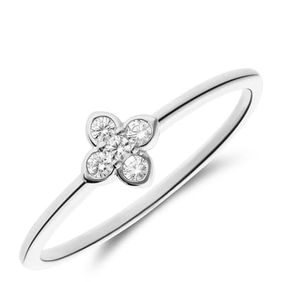 Lucardi Dames Zilveren ring bloem zirkonia - Ring - 925 Zilver - Zilverkleurig - 15.50 / 49 mm