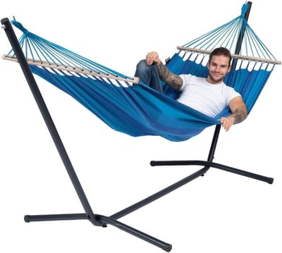 Hangmat met frame - Single hangmat - Ontspannen in de tuin - Handgemaakt in Zuid-Amerika - 120 kg belastbaar