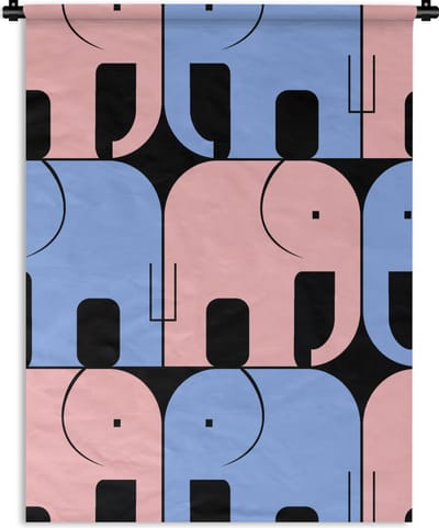 Wandkleed - Wanddoek - Olifant - Lijn - Zwart - Patronen - 90x120 cm - Wandtapijt