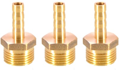 Dailygoods- Koppeling Messing - Slang Fitting - 3 Stuks - Mannelijke BSP Draad - Slangkoppelingen - Geschikt voor Water/Gas - Slangkoppeling