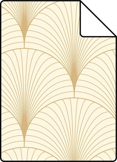 Proefstaal ESTAhome behang art deco motief beige en goud - 26.5 x 21 cm - 139458-S