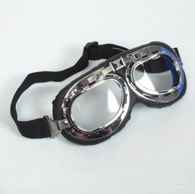 chroom en zwart retro vintage look vliegeniersring voor motor of auto jethelm helder glas
