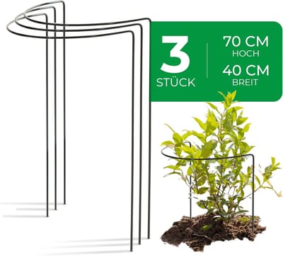 3 struikensteunen metaal halfrond 40 cm Ø70 cm hoog groene vaste plantenhouder bloemenhouder klimplant plantensteun bloemensteun vaste plantensteun trellissteun struikenhouder rozensteun