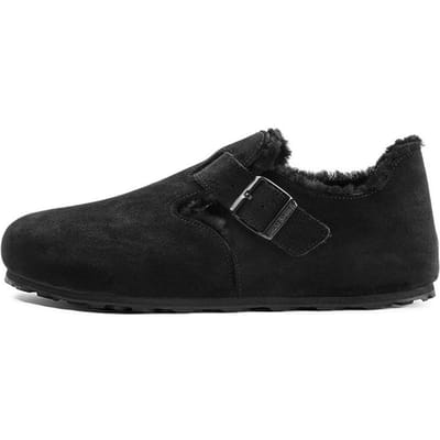 Birkenstock London Shearling Serie Leer Suède Casual Schokabsorberend Lage Top Mode Sneakers Unisex sneakers Zwart 1014961 39 black