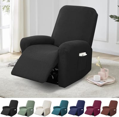 Complete Set van 4 Stoelhoezen voor Relaxstoelen - Velours Bescherming voor Kinderen en Huisdieren, Stretchhoezen met Opbergvakken
