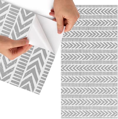 Tulup Meubelfolie - Indiase pijlen Meubelfolie Zelfklevend - 75x150 cm - Grijs Meubelfolie - Meubelfolie Zelfklevend - Geometrische Meubelfolie - Wrapfolie Keuken - Wanddecoratie - Achtergronden en patronen