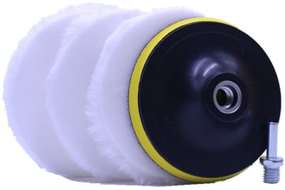 Autopolijsthoes - 5 stuks 4 inch imitatiewollen pads - Autopolijstpads van imitatiewollen - Wollen polijstplaten - Polijsthoes Wollen pads Polijstwolset - Voor autopolijstmachine - Met booradapter (5 stuks)