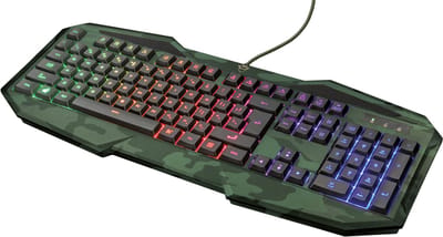 Trust GXT 830 RW-C Avonn toetsenbord Gamen USB Duits Zwart, Groen
