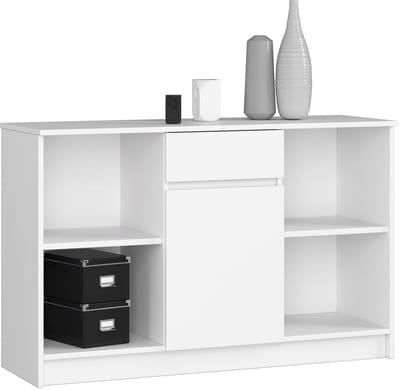 Ladekast B-17 met 1 Lade en 6 Planken / AKORD Furniture Factory / Wit / 120 x 77 x 40 cm