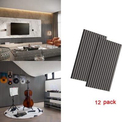 Houten Akoestische Panelen 120×60 cm Eiken Zwart – Akoestisch Wand- en Plafondpaneel – Geluidsabsorptie – Set van 12