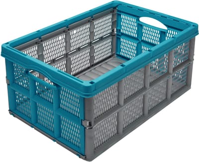 Garronda Transportbox 51x34,5x22,5 cm – Opvouwbaar – Grijs/Turkoois – GD-CRI-FoldBox