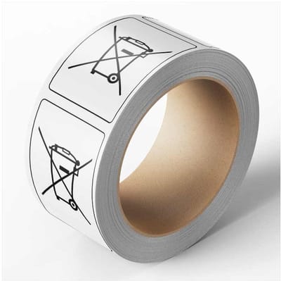 WEEE-etiket sticker zonder Balken, 25 m op rol 15 x 20 mm