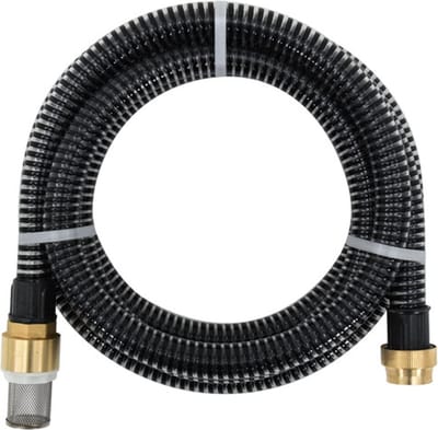 vidaXL - Zuigslang - met - messing - koppelingen - 1,1'' - 25 - m - PVC - zwart