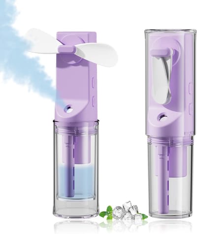 Handventilator - Mini Handventilator Met Sproei - Ventilator Met Waternevel - 1500mAh USB-C Oplaadbaar - 4 Snelheden - Draagbaar Design (14cm) - Ideaal Voor Kantoor & Reizen - Paars