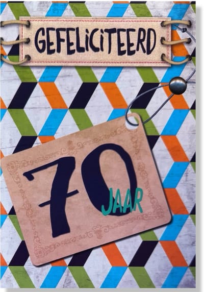 Hoera 70 Jaar! Luxe verjaardagskaart - 12x17cm - Gevouwen Wenskaart inclusief envelop - Leeftijdkaart