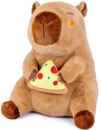 Capybara met Pizza Pluche Knuffel XL 65 cm - Grote XXL Capibara Knuffels - Knuffeldier Knuffelvriend - Groot Dierenknuffel - Kapibara Kapybara - Speelgoed Kawaii Kussen TikTok Plush Toy