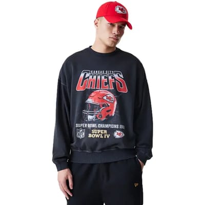 New Era Nfl Boxy Washed Kansas City Chiefs Sweatshirt Zwart S Man