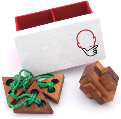 Houten Puzzel- en Denkspellen Geschenkdoos voor Kinderen en Volwassenen