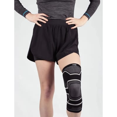 Avento Knie Bandage - Compressie - Zwart/Zilvergrijs - Maat S/M