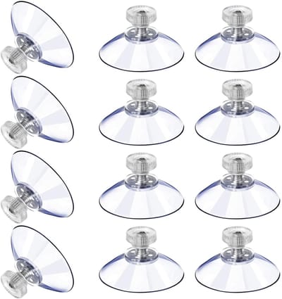 12 x Zuignap met schroefdraad - 53MM M4 - Zuignap met haak alternatief voor raamfolie - zuignappen zonwering - zuignap haakjes - moer – bout - glas - ophanghaken