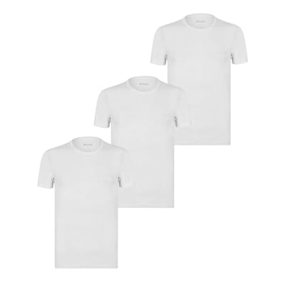 Boss Heren Klassiek Effen T-shirt met korte mouwen (3-pack) (Wit)
