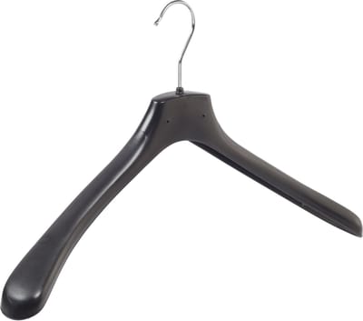 De Kledinghanger Gigant - Mantelhanger - Kostuumhanger - Jassenhanger - Volwassenen - HZ48 - 50 Stuks - Kunststof - Zwart - Gebogen Model - Schouderverbreding 4,8 cm - 48 cm - Kledinghanger - Kleerhanger - HZ-Serie (HZ48_00/50)