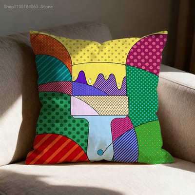 Housse de coussin B-BrittoES Mouvement Happy Art Pour 50x50cm 40x40cm 55x55cm 45x45cm 30x30cm Carré Housse de taie d'oreiller de chambre 50x50cm