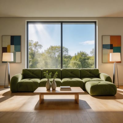 Komhtom - L-vormige fauteuil en modulaire bank - vierzits hoekbank met voetensteun - antislip onderkant en geen montage nodig - geschikt voor de woonkamer - groen
