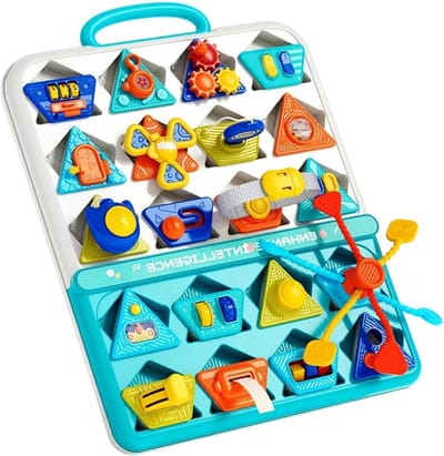 Sensorisch Bord - Activiteitenbord Kind - Fijne Motoriek Leren - Draagbaar Ontwerp - 43.5 x 34 cm - Veelkleurig