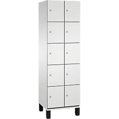 C+P Cambio lockerkast, 2 vakken, 10 vakken, op poten, B 600 x D 525 x H 1980 mm, lichtgrijs