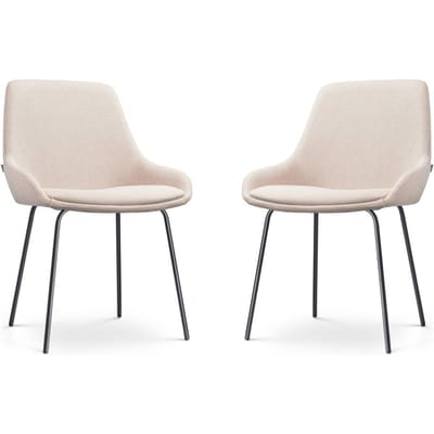 Nolon Nora-Isa Eetkamerstoelen Set van 2 Beige - Stof - Zwart Onderstel - Design - Scandinavisch - Comfortabel