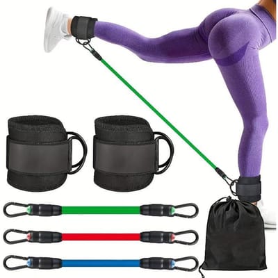 6 Pièces Bandes de Résistance TPE Sangles de Cheville Bande Fessiers Entraînement Yoga Salle de Sport Force des Jambes Sécurité Extensions Équipement de Fitness violet