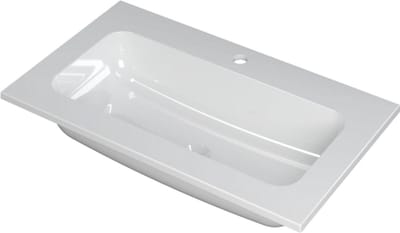 INK® Faktor wastafel polystone centraal met 1 kraangat, 80x45x1,5cm, glans wit