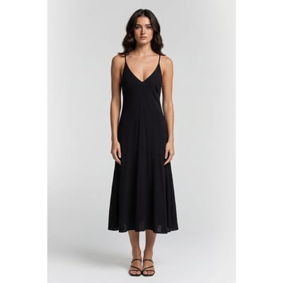 & Other Stories Hira Dress Black Maat: 32 | Midi Jurken Outlet | Dames | Zwart