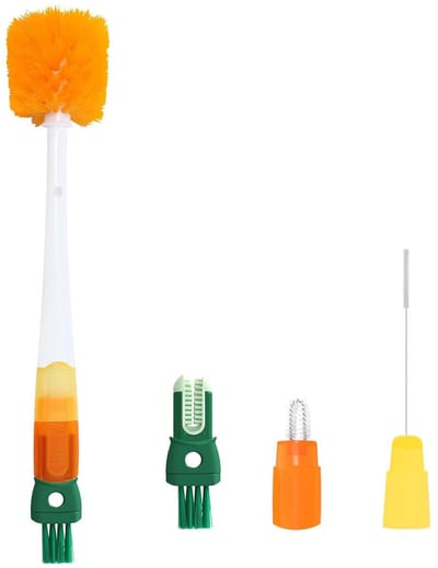 Dailygoods - Flessenreiniger, borstel, 5-in-1 reinigingsborstelset, afneembare bekerborstel, lange handgreep, met ophanggat, voor babyflessen, waterbekers, drankflessen
