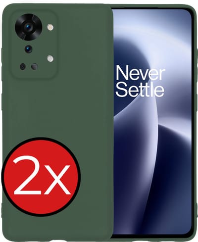 Hoesje - 2 Stuks - Geschikt voor OnePlus Nord 2T - Sterk & Shockproof - Telefoonhoes - Back Cover - Case Siliconen - Telefoon Hoes - Donkergroen