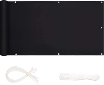 Balkonafscherming - Windscherm Tuin - Privacy Vergroten - Waterafstotend UV-bestendig - 1.1x6.5m - Zwart