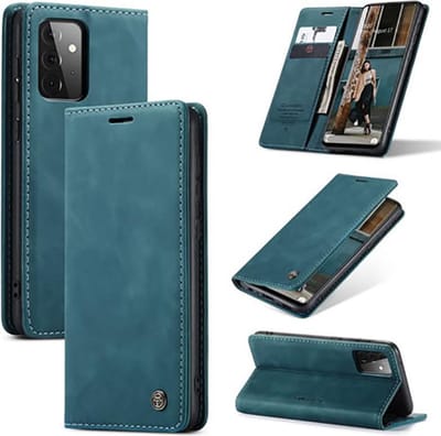 Casemania Hoesje Geschikt voor Samsung Galaxy A72 Emerald Green - Dunne Portemonnee Book Case - Slim Wallet Case met Pasjeshouder