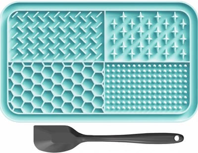 Famanu – Likmat voor honden en katten met zuignappen - 1 verpakking hond slow feeder lick mat - hondenspeelgoed voedermat voor boter - yoghurt - pinda's - huisdieren - vachtverzorging